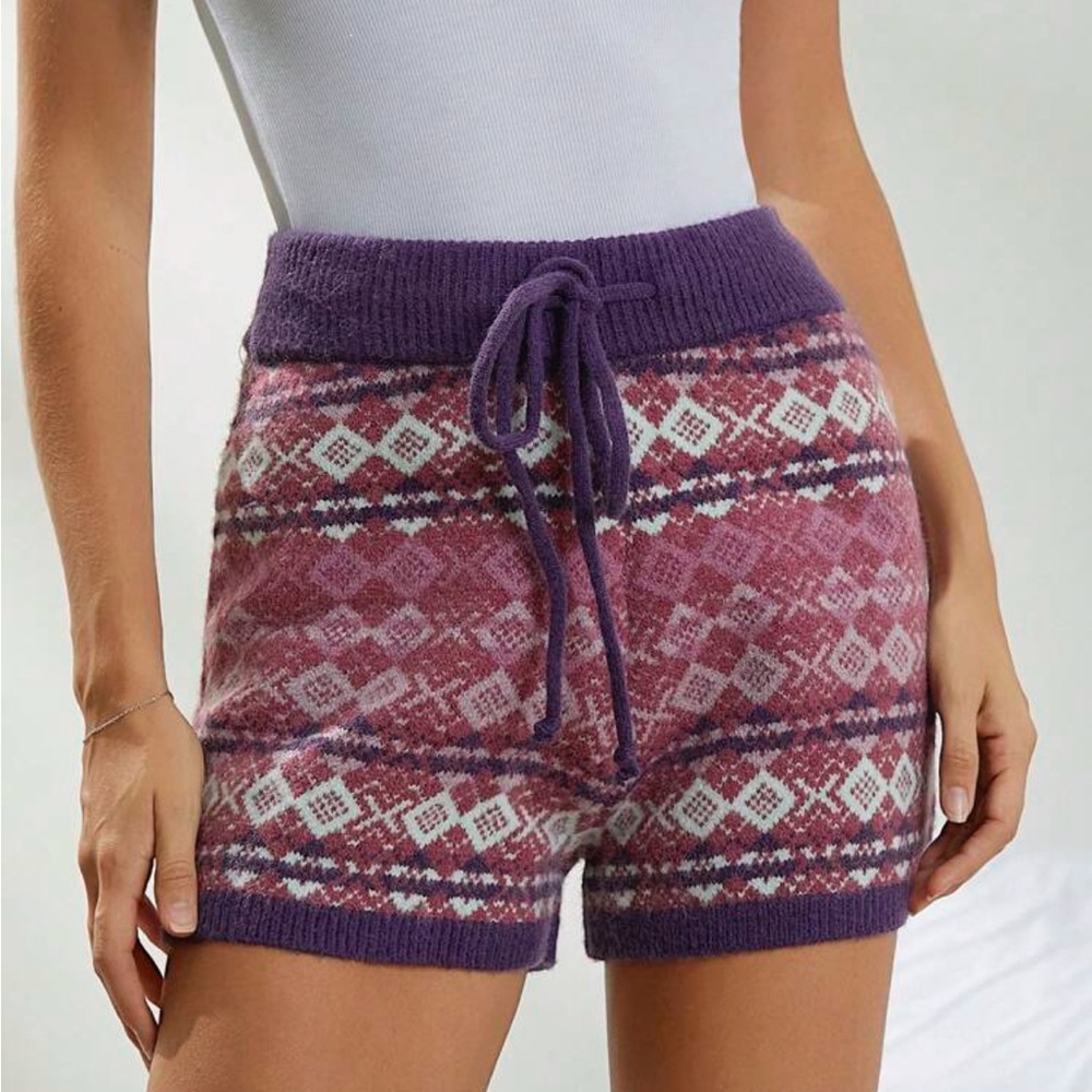 West Fade Fair Isle Knit Sweater Shorts NWOT